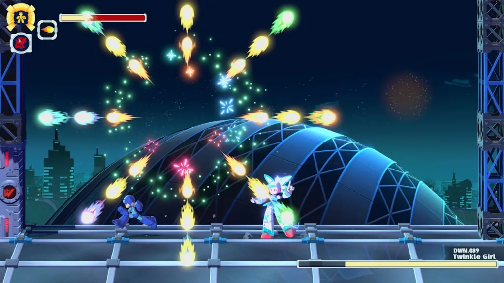 نمایی از مبارزه در Mega Man: Dual Override