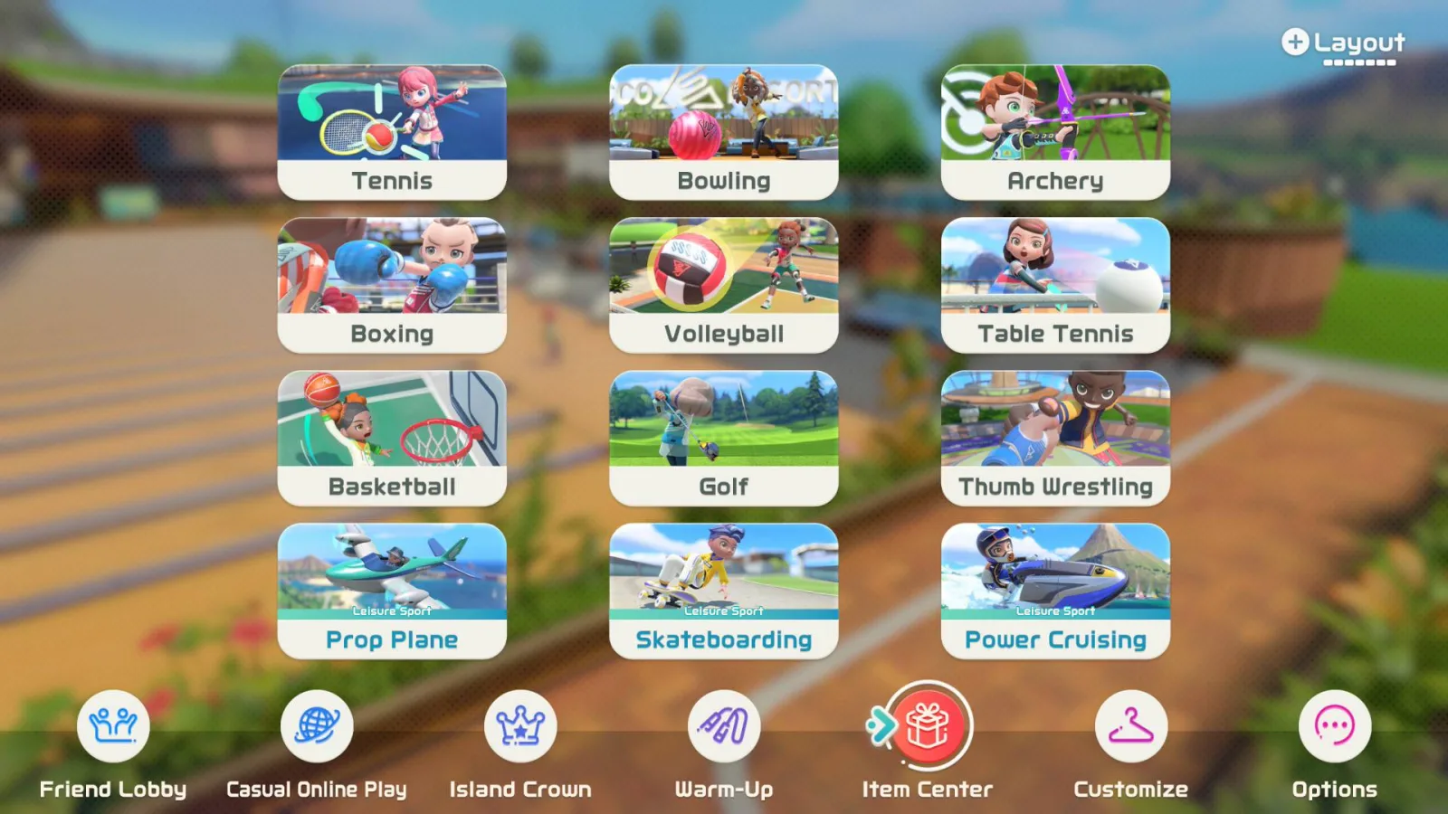 Nintendo Switch Sports Resort sports selection