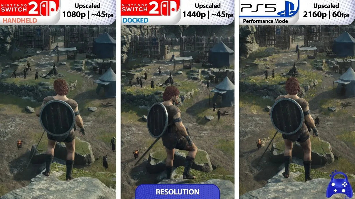 مقایسه گرافیکی بازی Dragon’s Dogma 2 روی کنسول Nintendo Switch 2 و PS5
