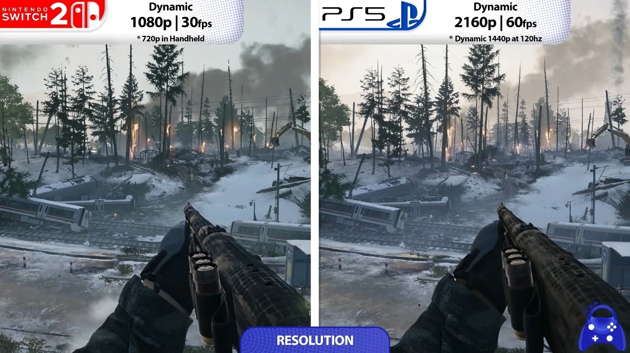مقایسه گرافیک و عملکرد Call of Duty: Modern Warfare 4 روی نینتندو سوییچ ۲ و PS5 [تماشا کنید]